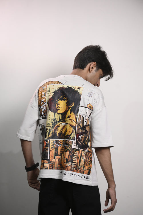 Baki White Oversize DropShoulder Tshirt