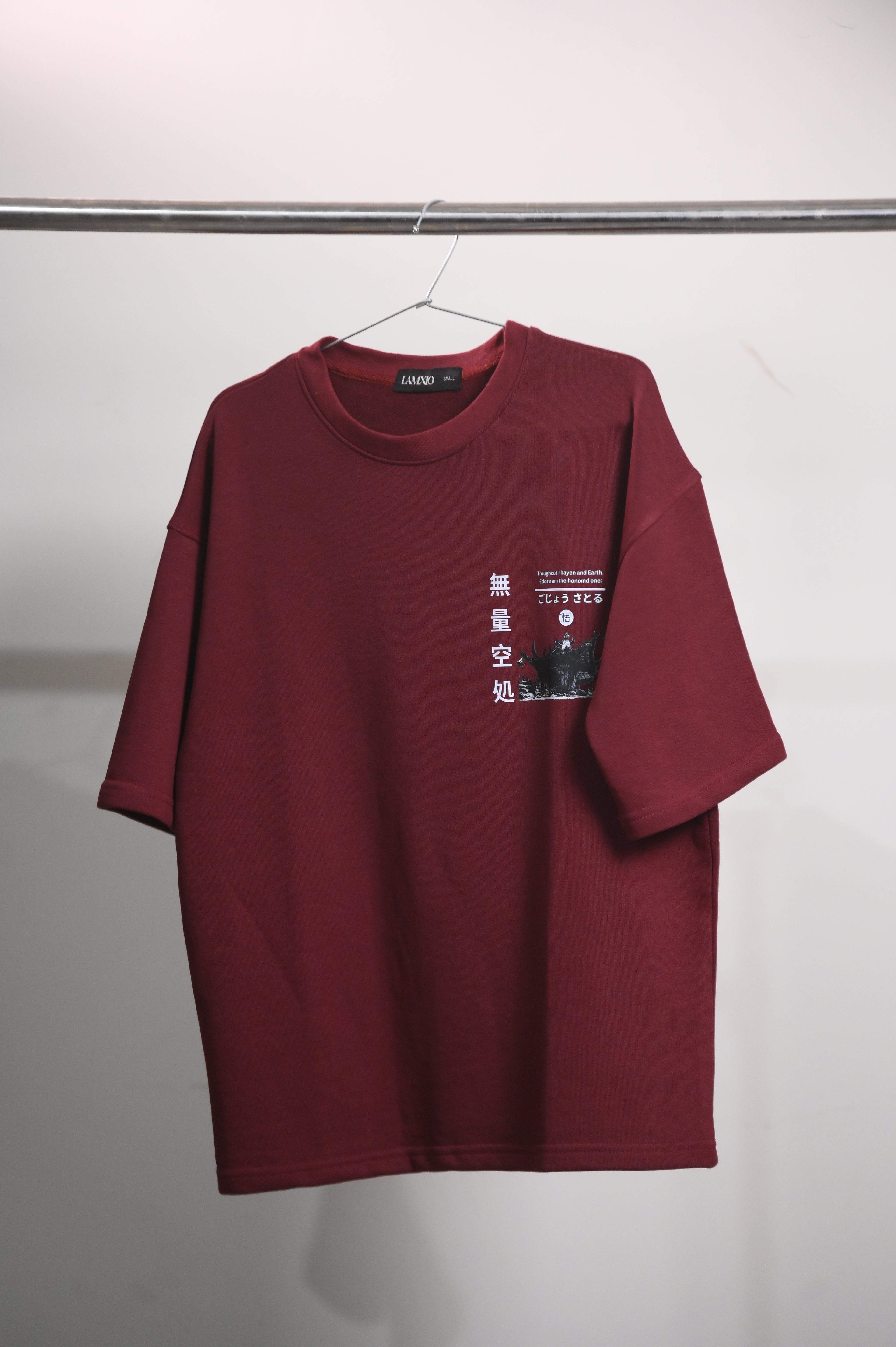 Mahroon Anime Oversize DropShoulder Tshirt