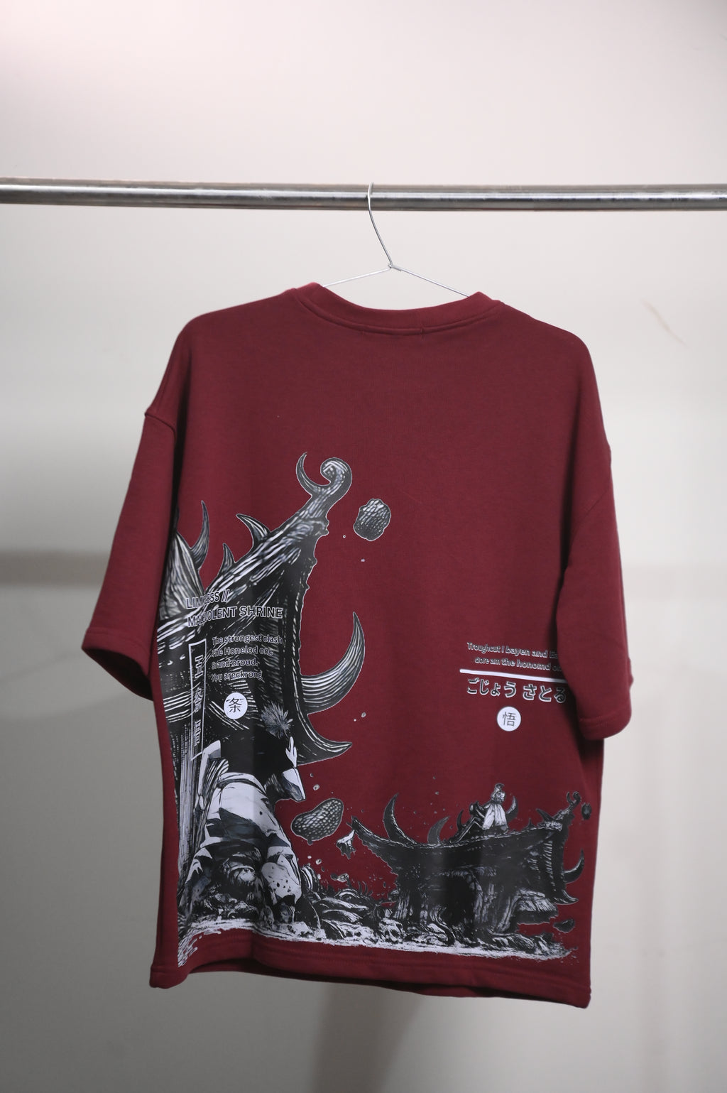 Mahroon Anime Oversize DropShoulder Tshirt