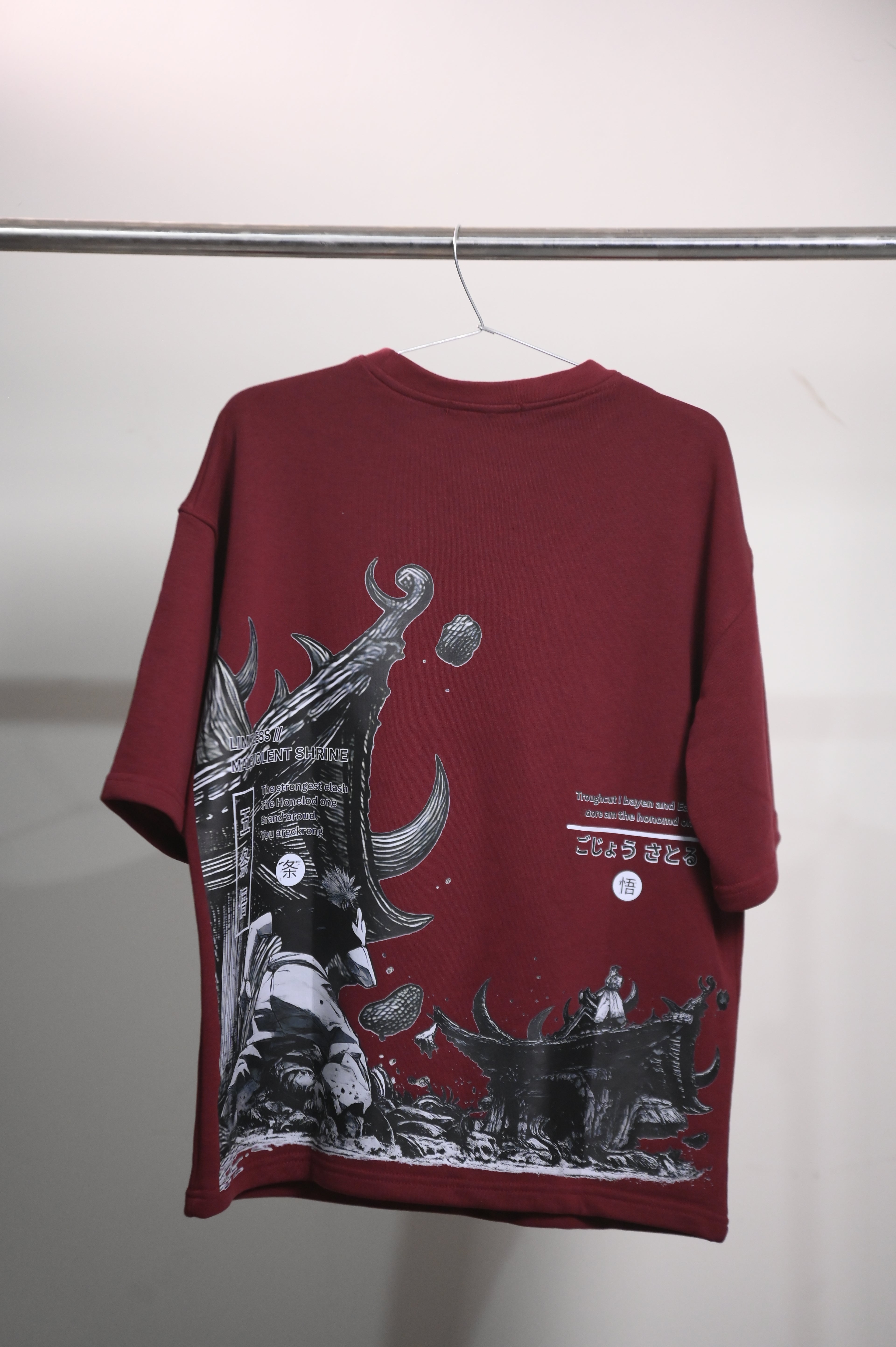 Mahroon Anime Oversize DropShoulder Tshirt