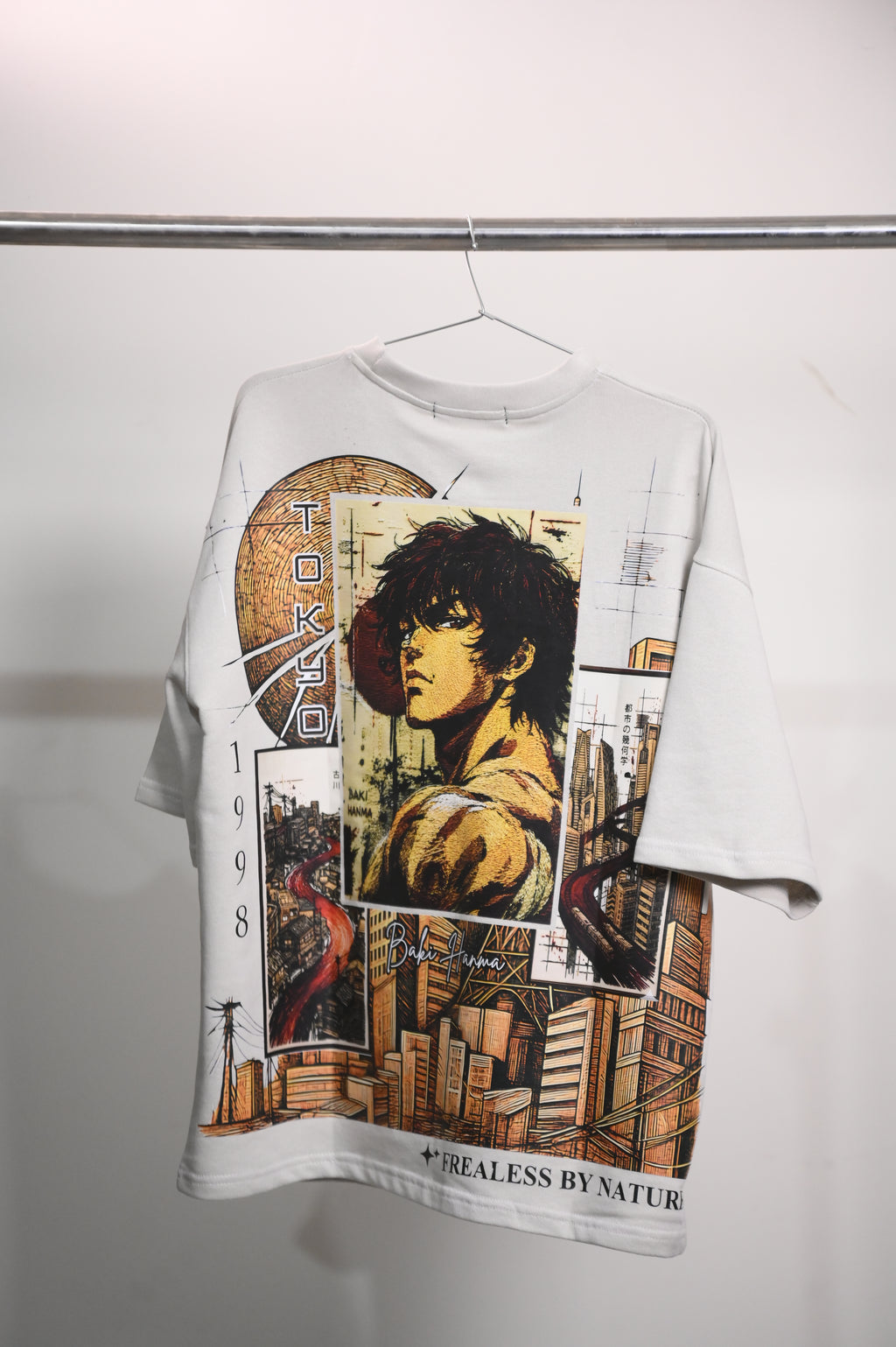 Baki White Oversize DropShoulder Tshirt